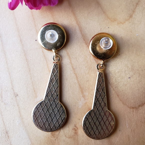 Vintage Handpainted Spanish Damascene Earrings - Picture 4 of 5